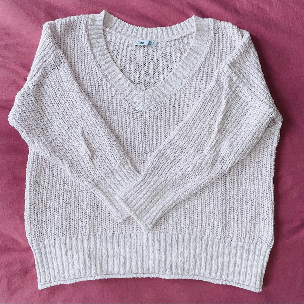 Lilac Chunky V neck Sweater
